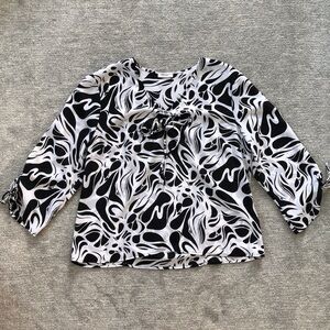 Jaipur Black/White Mod Print Sheer Blouse